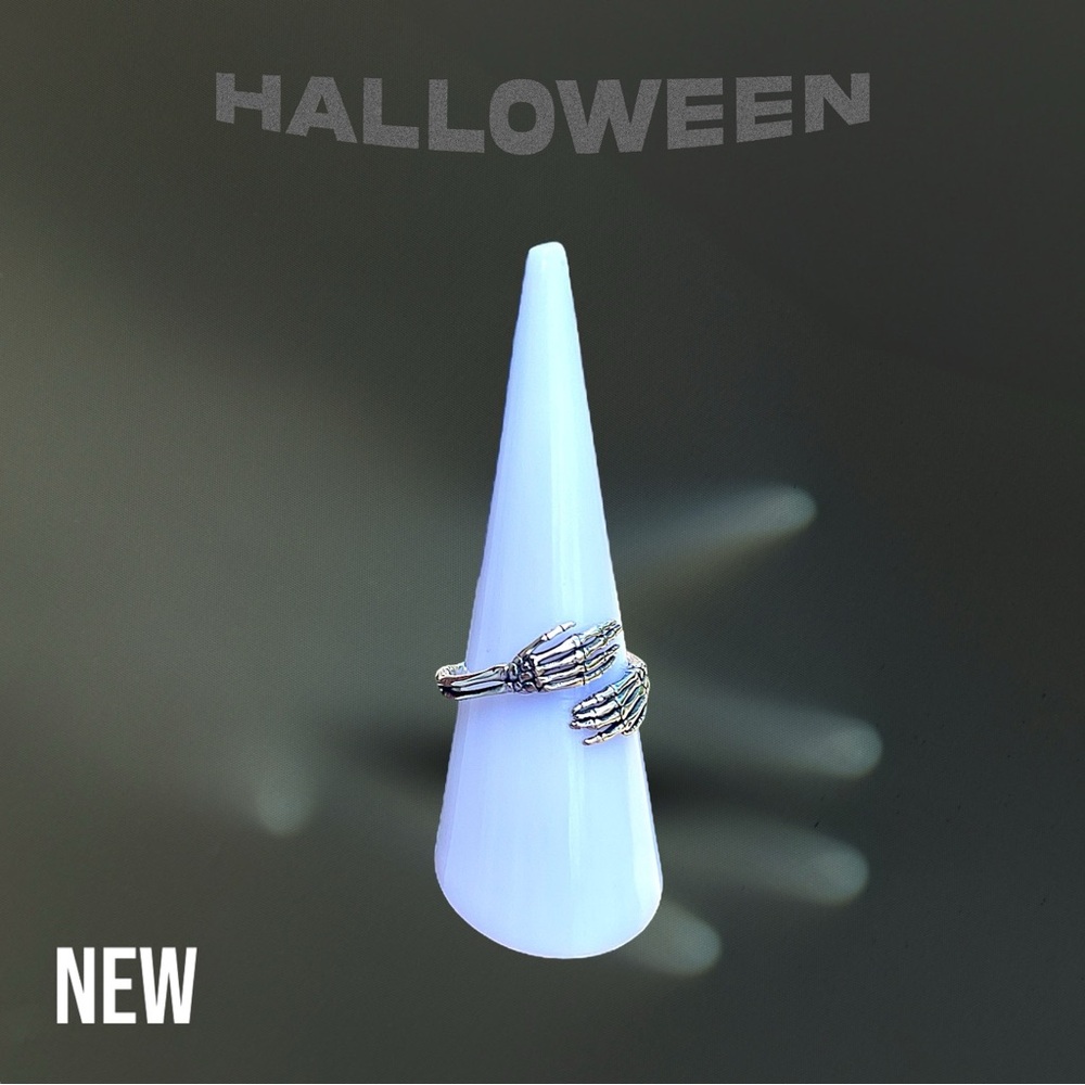 New 925 Sterling Silver Halloween Vintage Skeleton Hand Ring - Picture 7 of 8